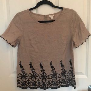 Linen short sleeve blouse